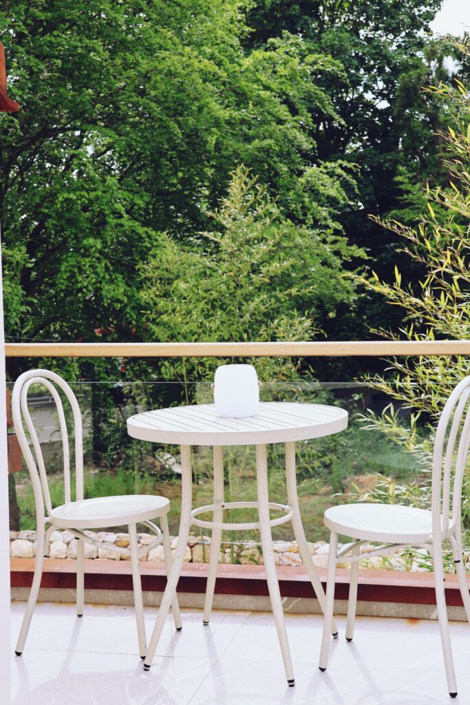 Balcony furniture in one of the villas of Villaverde Village